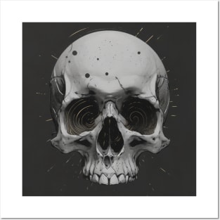 Monochrome Illustration of Skull Posters and Art